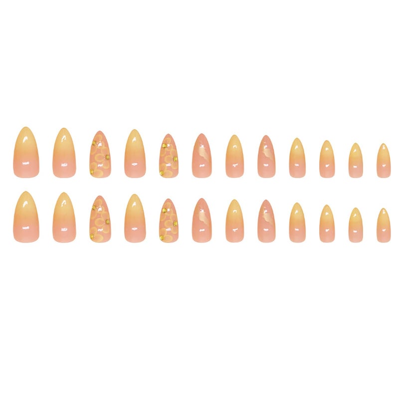 ASABITE 24 Pcs Almond Press on Nails Medium Fake Nails with Glue Artificial False Nails with 3D Flower Charms Design Acrylic Nails Press ons Stiletto Nail Tips Summer Glue on Nails Stick on Nails for Women - Image 5